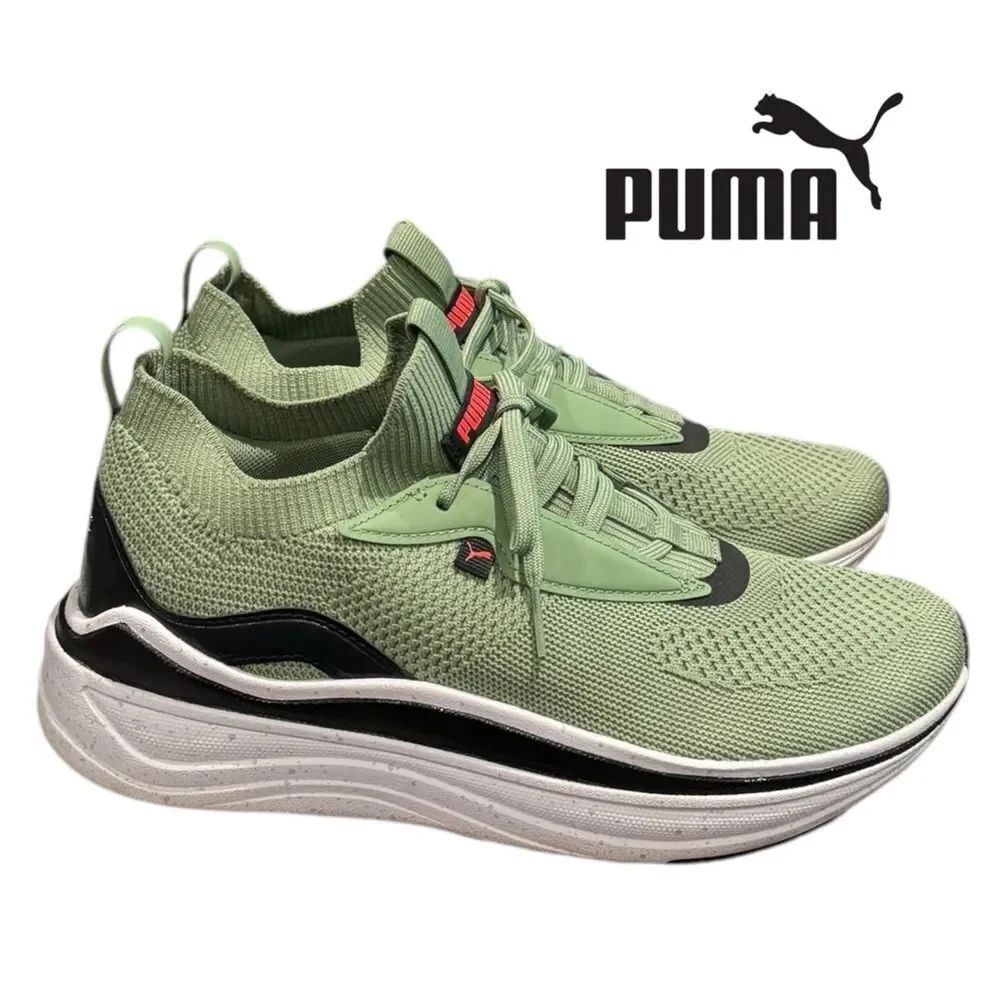Puma Softride Stakd Speckele Women's Green Black Platform Sneakers 10